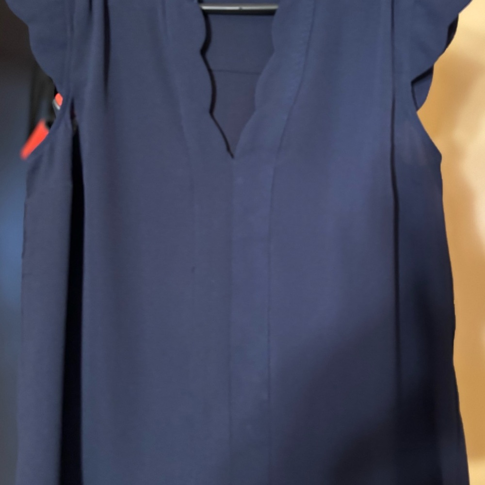 Monteau Navy Ruffle Sleeve V-Neck Camisole